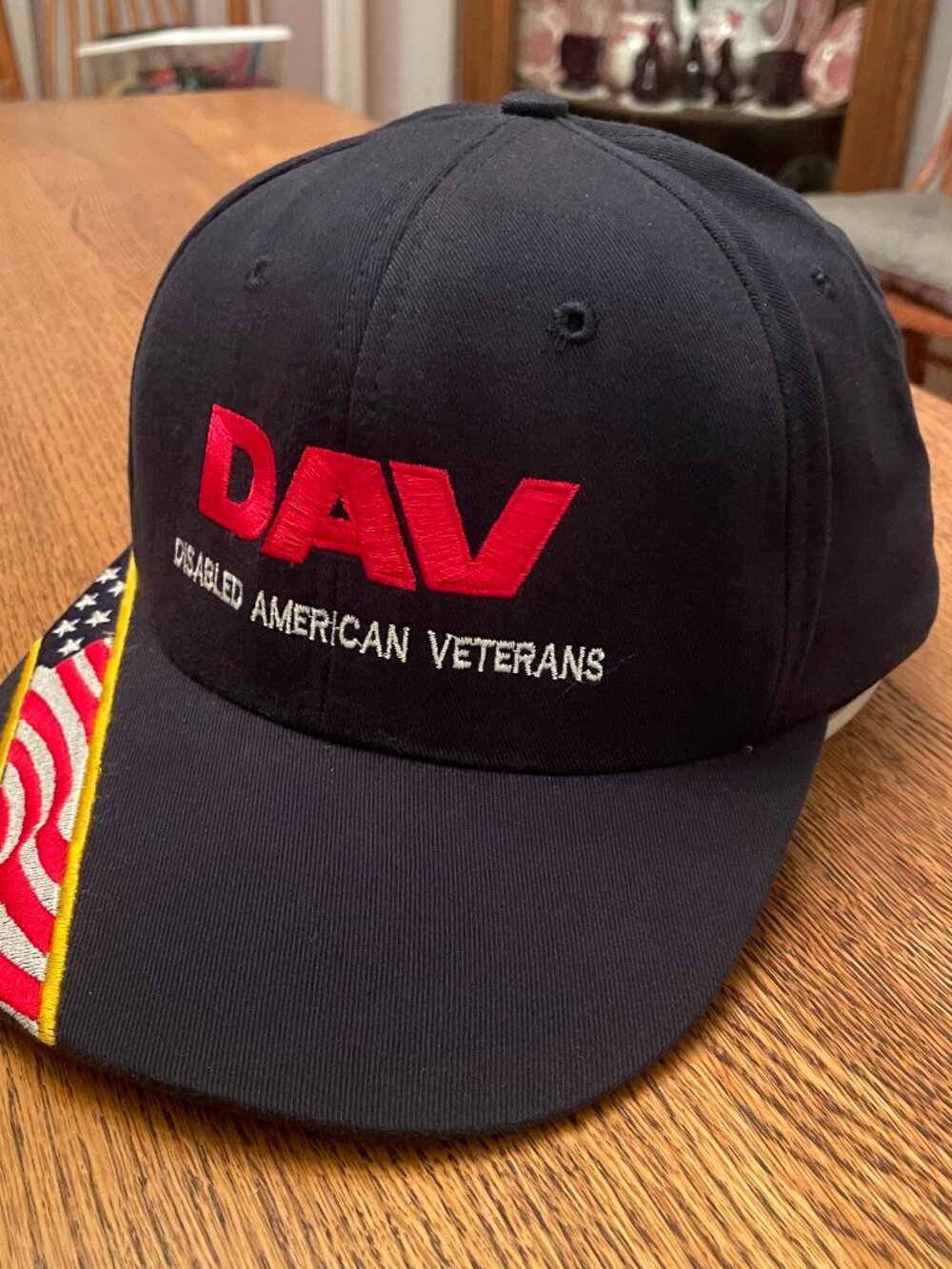 Vintage Disabled American Veterans Black Metal Buckle Strap Baseball Hat Cap